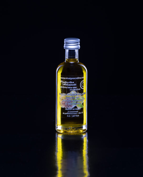 Fiole huile d'olive fumée au thym et à la verveine