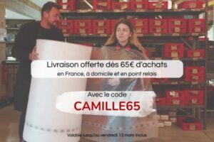 bandeau promo camille 65 livraison offerte